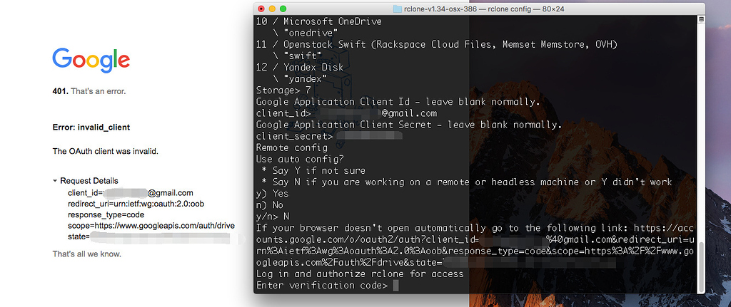 Rclone authorizing error when using Google Drive account - Help and ...