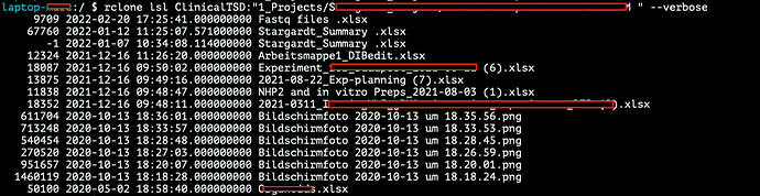 rclone lsl