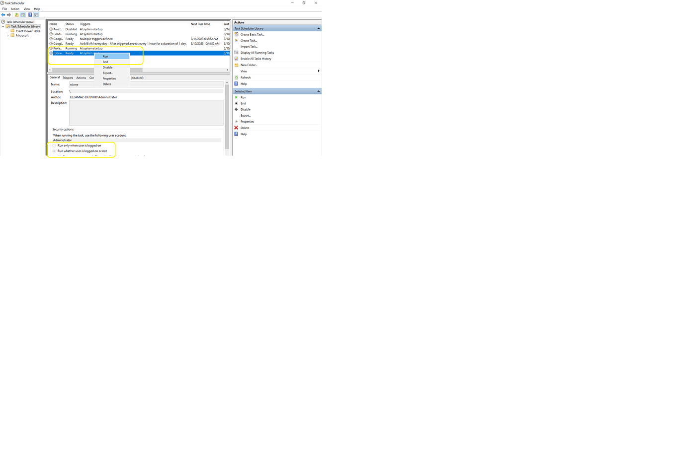 Rclone S3 mount not working on Windows EC2 machine startup Help and