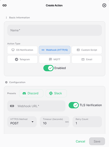 Action Create Modal