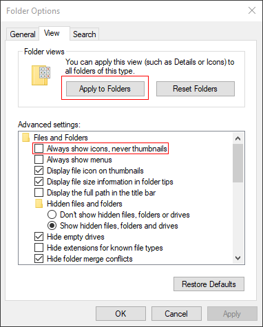 apply to folders